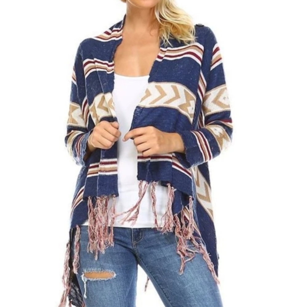 Zoozie Open Front‎ Oversized Fringe Cardigan S/M